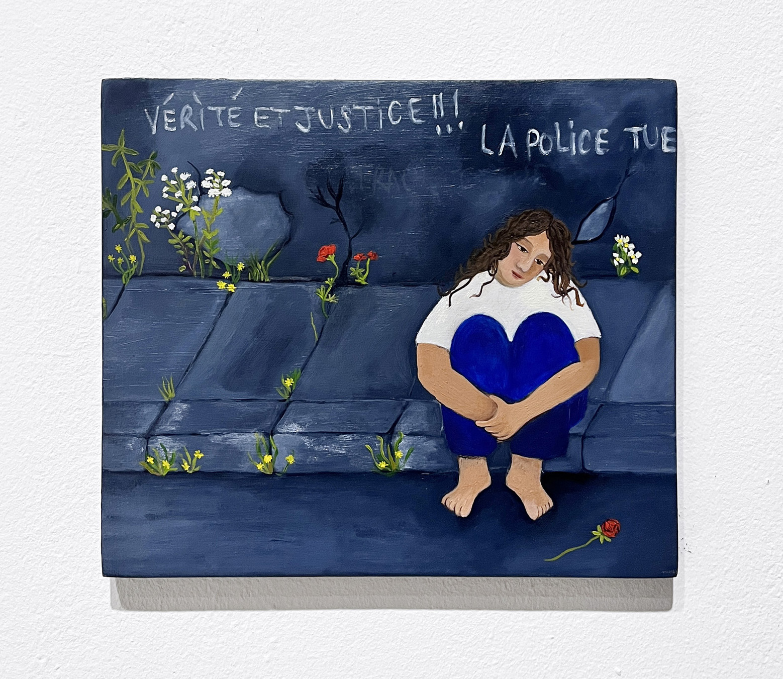 Camille Soualem, Vérité et justice, 2025, oil on wood